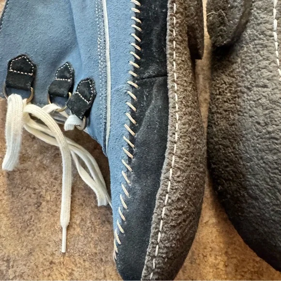 Women’s Sorel Size 6 Blue/Black Suede Joplin Boots w Lace Tie Closure - Picture 6 of 14